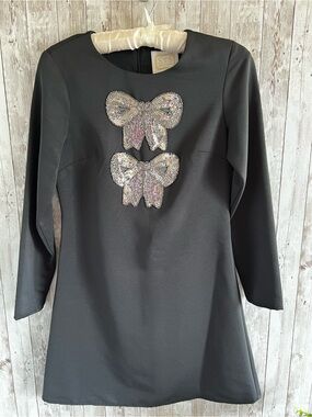 Sail to Sable X Style Charade Black Bow Mini Dress Sequin Holiday NEW XS